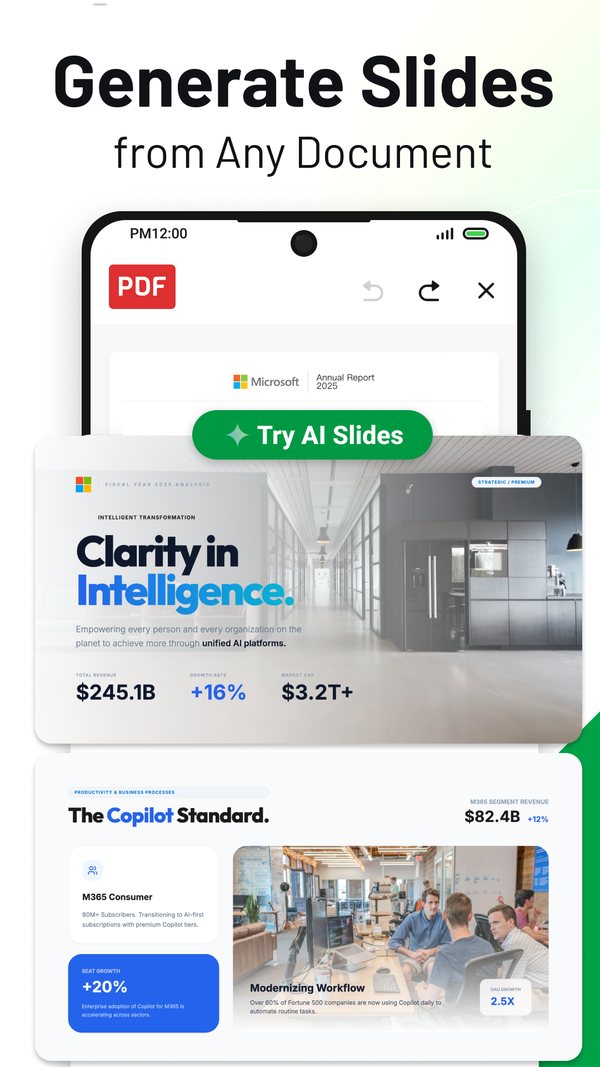 PDF AI: slides generated from a document.