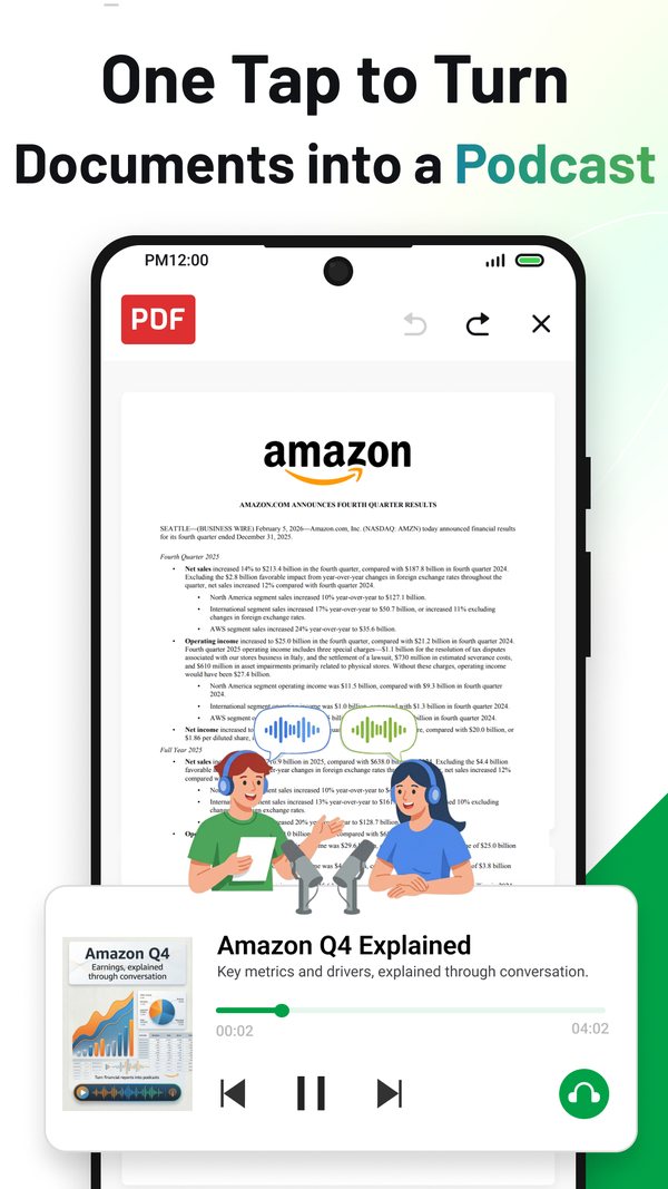 PDF AI: a document turned into a podcast.