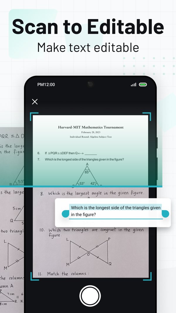 PDF Scanner Max: a scanned page made editable.