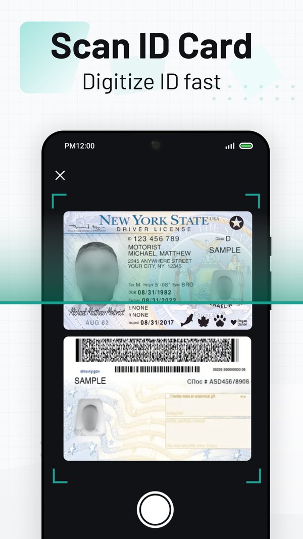PDF Scanner Max: an ID card digitised.